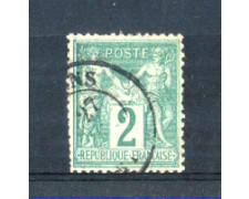 1876/81 - LOTTO/FRA74U - FRANCIA - 2c. VERDE - USATO 1876/81 - LOTTO/FRA74U - FRANCIA - 2c. VERDE - USATO
