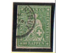 1854 - LOTTO/1819 - SVIZZERA - 40 Rp. VERDE - USATO 1854 - LOTTO/1819 - SVIZZERA - 40 Rp. VERDE - USATO