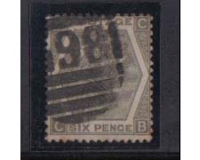 1872 - LOTTO/1833  - GRAN BRETAGNA - 6p. GRIGIO - TAV.12 POS. CB