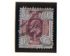1902 - LOTTO/1842 - GRAN BRETAGNA - 9p. AZZURRO VIOLA - USATO 1902 - LOTTO/1842 - GRAN BRETAGNA - 9p. AZZURRO VIOLA - USATO