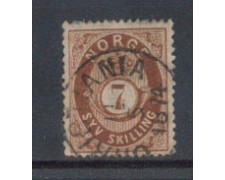 1872 - LOTTO/NORV21U - NORVEGIA - 7 Sk. BRUNO - USATO 1872 - LOTTO/NORV21U - NORVEGIA - 7 Sk. BRUNO - USATO
