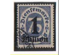 1923 - LOTTO/3825 - GERMANIA REICH - 1M. SU 75p. SERVIZIO 1923 - LOTTO/3825 - GERMANIA REICH - 1M. SU 75p. SERVIZIO