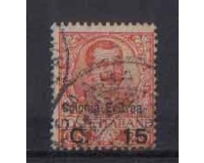 1905 - LOTTO/ERIT30U - ERITREA - 15 su 20c. ARANCIO - USATO 1905 - LOTTO/ERIT30U - ERITREA - 15 su 20c. ARANCIO - USATO