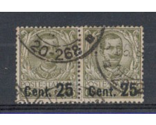 1924/25 - LOTTO/REG177UCA - REGNO - 25 SU 45c. OLIVA COPPIA USAT 1924/25 - LOTTO/REG177UCA - REGNO - 25 SU 45c. OLIVA COPPIA USAT