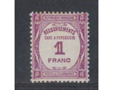 1927 - LOTTO/5230 - FRANCIA - SEGNATASSE 1 Fr. 1927 - LOTTO/5230 - FRANCIA - SEGNATASSE 1 Fr.