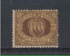 1892/94 - LOTTO/5676 - S.MARINO - 2 LIRE BRUNO ARANCIO - LING.