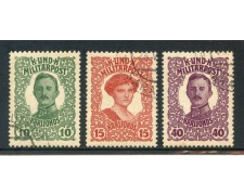 1918 - BOSNIA ERZEGOVINA - PRO BENEFICENZA 3v. - USATI - LOTTO/14623 1918 - BOSNIA ERZEGOVINA - PRO BENEFICENZA 3v. - USATI - LOTTO/14623