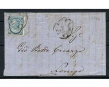 1866 - REGNO - 20c. su 15c. FERRO DI CAVALLO II° TIPO SU BUSTA PER LONIGO - LOTTO/30290 1866 - REGNO - 20c. su 15c. FERRO DI CAVALLO II° TIPO SU BUSTA PER LONIGO - LOTTO/30290