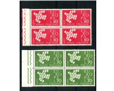 1961 - LOTTO/6396Q- REPUBBLICA - EUROPA 2v. QUARTINE - NUOVI 1961 - LOTTO/6396Q- REPUBBLICA - EUROPA 2v. QUARTINE - NUOVI