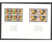 1992 - SVIZZERA - LOTTO/43476F - IL CIRCO 4v. - USATI IN QUARTINE SU FOLDER 1992 - SVIZZERA - LOTTO/43476F - IL CIRCO 4v. - USATI IN QUARTINE SU FOLDER