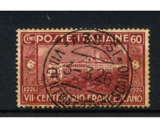 1926 - REGNO - LOTTO/47532 - 60 CENT. 7° ANNIV. DI SAN FRANCESCO USATO ANNULLO SPECIALE 1926 - REGNO - LOTTO/47532 - 60 CENT. 7° ANNIV. DI SAN FRANCESCO USATO ANNULLO SPECIALE