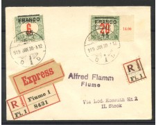 1919 - FIUME - LOTTO/39756 - 45 su 20 F. + 45 su 6F SEGNATASSE - BUSTA RACC. 1919 - FIUME - LOTTO/39756 - 45 su 20 F. + 45 su 6F SEGNATASSE - BUSTA RACC.