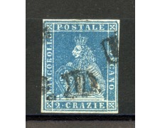 1851/52 - TOSCANA - LOTTO/40277 - 2 CRAZIE AZZURRO CHIARO SU GRIGIO - USATO 1851/52 - TOSCANA - LOTTO/40277 - 2 CRAZIE AZZURRO CHIARO SU GRIGIO - USATO