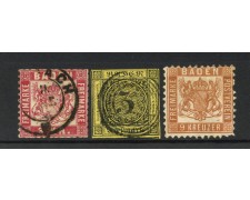 1851/1862 - GERMANIA BADEN - LOTTO/42872 - INSIEME DI 3v. - USATI 1851/1862 - GERMANIA BADEN - LOTTO/42872 - INSIEME DI 3v. - USATI