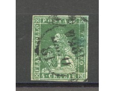 1851/52 - TOSCANA - LOTTO/40278 - 4 CRAZIE VERDE SU GRIGIO - USATO 1851/52 - TOSCANA - LOTTO/40278 - 4 CRAZIE VERDE SU GRIGIO - USATO