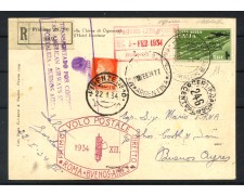 1934 - REGNO - LOTTO/40306 - VOLO ROMA BUENOS AIRES - CARTOLINA VIAGGIATA 1934 - REGNO - LOTTO/40306 - VOLO ROMA BUENOS AIRES - CARTOLINA VIAGGIATA