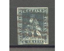 1851/52 - TOSCANA - LOTTO/40279 - 6 CRAZIE ARDESIA SU GRIGIO - USATO 1851/52 - TOSCANA - LOTTO/40279 - 6 CRAZIE ARDESIA SU GRIGIO - USATO