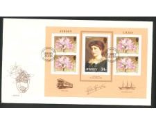 1986 - JERSEY - LOTTO/41753 - GIGLI DI JERSEY FOGLIETTO - BUSTA FDC 1986 - JERSEY - LOTTO/41753 - GIGLI DI JERSEY FOGLIETTO - BUSTA FDC