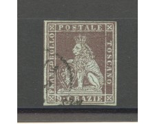 1851/52 - TOSCANA - LOTTO/40280 - 9 CRAZIE BRUNO VIOLACEO SU GRIGIO - USATO 1851/52 - TOSCANA - LOTTO/40280 - 9 CRAZIE BRUNO VIOLACEO SU GRIGIO - USATO