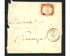 1859 - REGNO SARDEGNA - LOTTO/41055 - 40 CENT. ROSSO - SU PIEGHEVOLE DA GENOVA 1859 - REGNO SARDEGNA - LOTTO/41055 - 40 CENT. ROSSO - SU PIEGHEVOLE DA GENOVA
