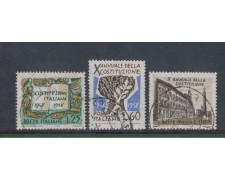 1958 - LOTTO/6330U - REPUBBLICA - COSTITUZIONE 3v. USATI 1958 - LOTTO/6330U - REPUBBLICA - COSTITUZIONE 3v. USATI