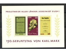 1968 - GERMANIA DDR - ANNIVERSARIO DI CARLO MARX FOGLIETTO - NUOVO - LOTTO/36266 1968 - GERMANIA DDR - ANNIVERSARIO DI CARLO MARX FOGLIETTO - NUOVO - LOTTO/36266