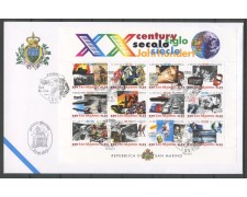 2000 - SAN MARINO - XX° SECOLO - FOGLIETTO SU BUSTA FDC - LOTTO/31788 2000 - SAN MARINO - XX° SECOLO - FOGLIETTO SU BUSTA FDC - LOTTO/31788