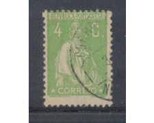 1917 - LOTTO/9666GBU - PORTOGALLO - 4c. VERDE GIALLO - USATO 1917 - LOTTO/9666GBU - PORTOGALLO - 4c. VERDE GIALLO - USATO