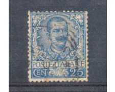 1901 - LOTTO/REG73U - REGNO - 25c. AZZURRO FLOREALE - USATO 1901 - LOTTO/REG73U - REGNO - 25c. AZZURRO FLOREALE - USATO