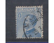 1908 - LOTTO/REG83U - REGNO - 25c. AZZURRO - USATO