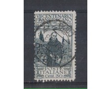 1926 - LOTTO/REG198U - REGNO - 30c. S.FRANCESCO D.11 - USATO 1926 - LOTTO/REG198U - REGNO - 30c. S.FRANCESCO D.11 - USATO