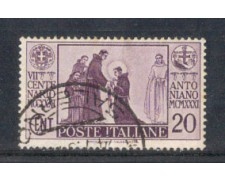 1931 - LOTTO/REG292U - REGNO - 20c. S.ANTONIO - USATO