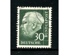 1957/60 - GERMANIA FEDERALE - 30p. PRESIDENTE HEUSS  CARTA FLUORESCENTE - USATO - LOTTO/30799