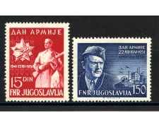 1951 - JUGOSLAVIA - GIORNATA DELL'ESERCITO 2v. - NUOVI - LOTTO/33776