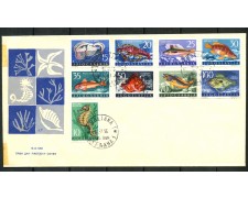 1956 - JUGOSLAVIA - PESCI DELL'ADRIATICO 9 v. BUSTA FDC - NUOVI- LOTTO/33804
