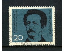1964 - GERMANIA FEDERALE - 20p. FERDINAND LASSALLE - USATO - LOTTO/30884U