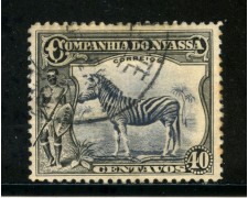 1921/23 - NYASSA ( MOZAMBICO) - 40c. NERO ZEBRA - USATO - LOTTO/29130 1921/23 - NYASSA ( MOZAMBICO) - 40c. NERO ZEBRA - USATO - LOTTO/29130