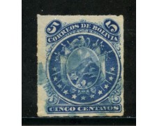 1878 - BOLIVIA - 5c. BLU STEMMA - USATO - LOTTO/29133A 1878 - BOLIVIA - 5c. BLU STEMMA - USATO - LOTTO/29133A