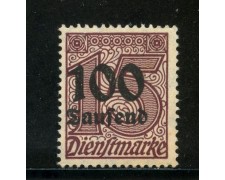 1923 - GERMANIA REICH SERVIZI - 100 su 15 p. BRUNO - NUOVO - LOTTO/29266 1923 - GERMANIA REICH SERVIZI - 100 su 15 p. BRUNO - NUOVO - LOTTO/29266