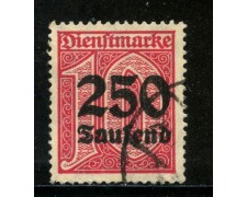 1923 - GERMANIA REICH SERVIZI - 250 su 10p. CARMINIO - USATO - LOTTO/29267 1923 - GERMANIA REICH SERVIZI - 250 su 10p. CARMINIO - USATO - LOTTO/29267