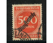 1923 - GERMANIA REICH SERVIZI - 500m. VERMIGLIO SOPRASTAMPATO - USATO - LOTTO/29271 1923 - GERMANIA REICH SERVIZI - 500m. VERMIGLIO SOPRASTAMPATO - USATO - LOTTO/29271