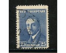 1925 - ALBANIA - 25q. BLU AHMED ZOGOU - USATO - LOTTO/29625 1925 - ALBANIA - 25q. BLU AHMED ZOGOU - USATO - LOTTO/29625