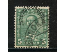 1928 - ALBANIA - 5q. VERDE ZOGOU SOPRASTAMPATO - USATO - LOTTO/29633 1928 - ALBANIA - 5q. VERDE ZOGOU SOPRASTAMPATO - USATO - LOTTO/29633