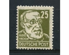 1948 - GERMANIA OCC. SOVIETICA - 25p. VERDE OLIVA  VIRCHOW - NUOVO - LOTTO/30039