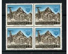 1963 - LOTTO/6413Q - REPUBBLICA - CENTENARIO CLUB ALPINO - QUARTINA NUOVI 1963 - LOTTO/6413Q - REPUBBLICA - CENTENARIO CLUB ALPINO - QUARTINA NUOVI
