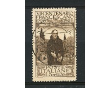 1926 - REGNO D'ITALIA - 5+2,50 LIRE SAN FRANCESCO - USATO - LOTTO/30960 1926 - REGNO D'ITALIA - 5+2,50 LIRE SAN FRANCESCO - USATO - LOTTO/30960