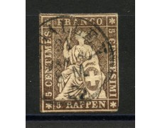 1854/62 - SVIZZERA - LOTTO/33997 - 5 RAPPEN BRUNO - USATO - 1854/62 - SVIZZERA - LOTTO/33997 - 5 RAPPEN BRUNO - USATO -