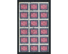 1961 - REPUBBLICA - LOTTO/43078 - 500 LIRE SEGNATASSE BLOCCO DI 18 USATI 1961 - REPUBBLICA - LOTTO/43078 - 500 LIRE SEGNATASSE BLOCCO DI 18 USATI