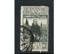 1926 - REGNO - LOTTO/47810 - 30 CENT. SAN FRANCESCO DENTELLATURA 14 - USATO 1926 - REGNO - LOTTO/47810 - 30 CENT. SAN FRANCESCO DENTELLATURA 14 - USATO