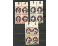 1969 - LOTTO/7921Q - SAN MARINO - NATALE DIPINTI 3v . QUARTINE NUOVI